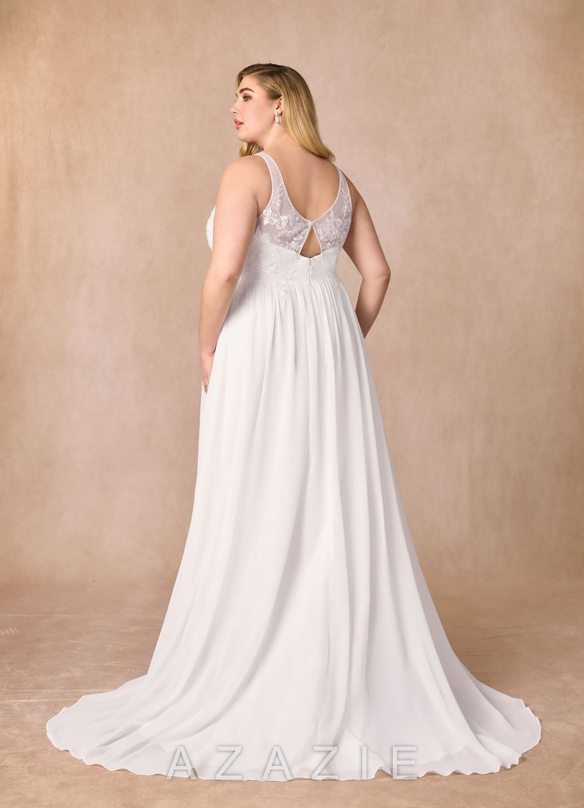 Azazie Carmella Wedding Dress Diamond White A-Line Sequins Chiffon Dress diamond_white