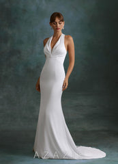 Azazie Melinda Diamond White Sheath Stretch Satin Dress