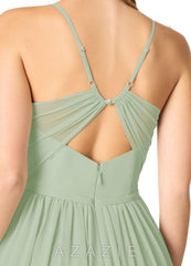 Azazie Cora Dusty Sage A-Line Pleated Chiffon Dress dusty_sage