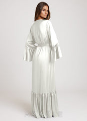 Long Bridal Ruffle Robe  white