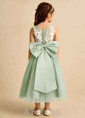 Azazie Sundae Dusty Sage Ball-Gown Lace Dress dusty_sage