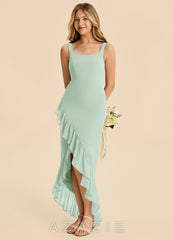 Azazie Reesie Junior Agave Sheath Ruched Chiffon Dress