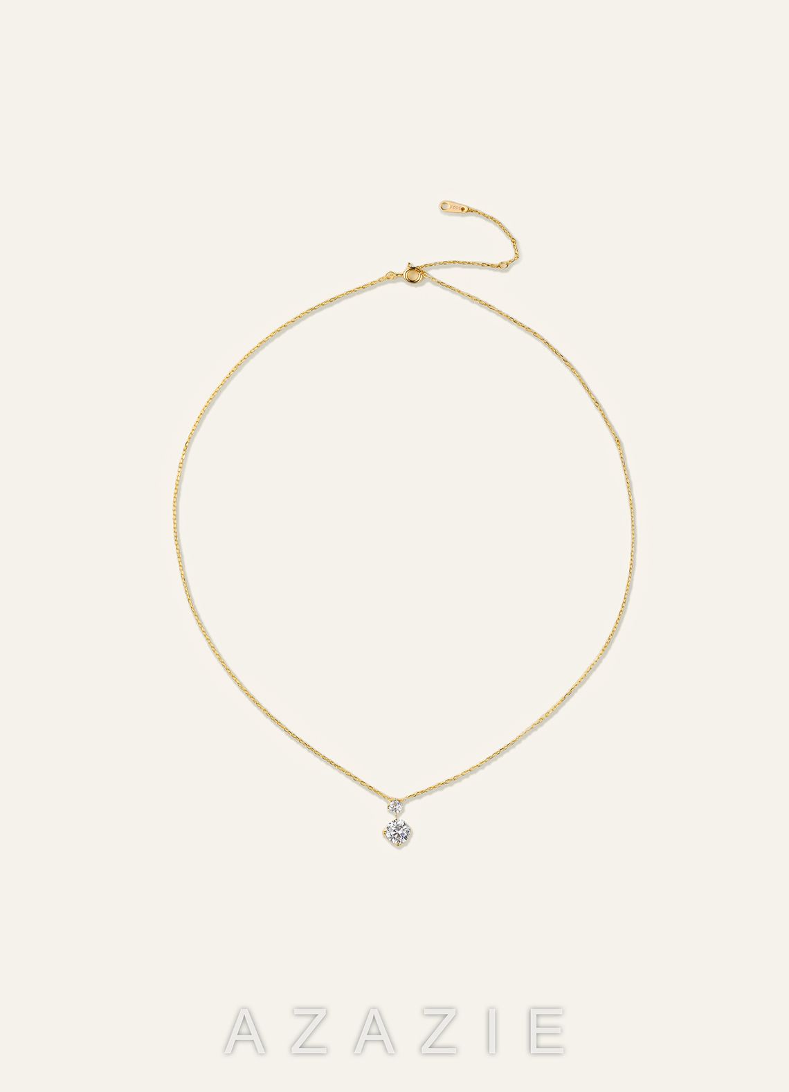 Double Crystal Pendant Necklace  gold