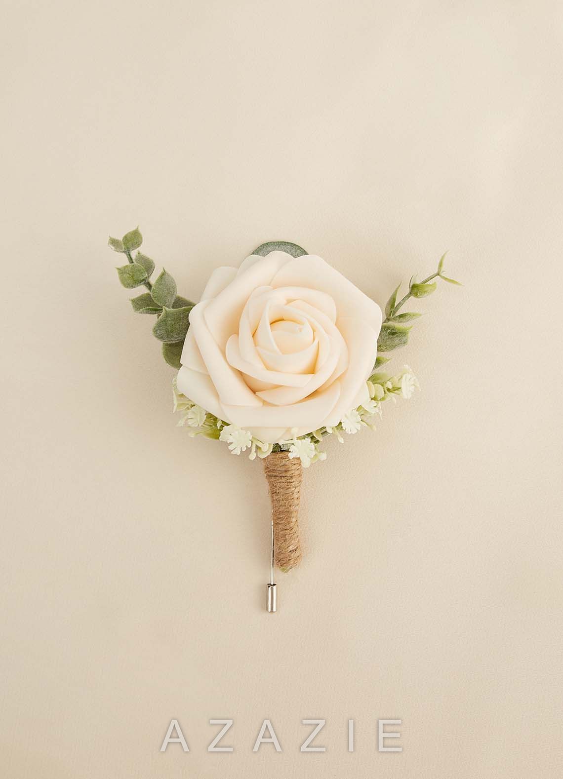 Single Rose and Ecalyptus Boutonniere