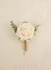 Single Rose and Ecalyptus Boutonniere