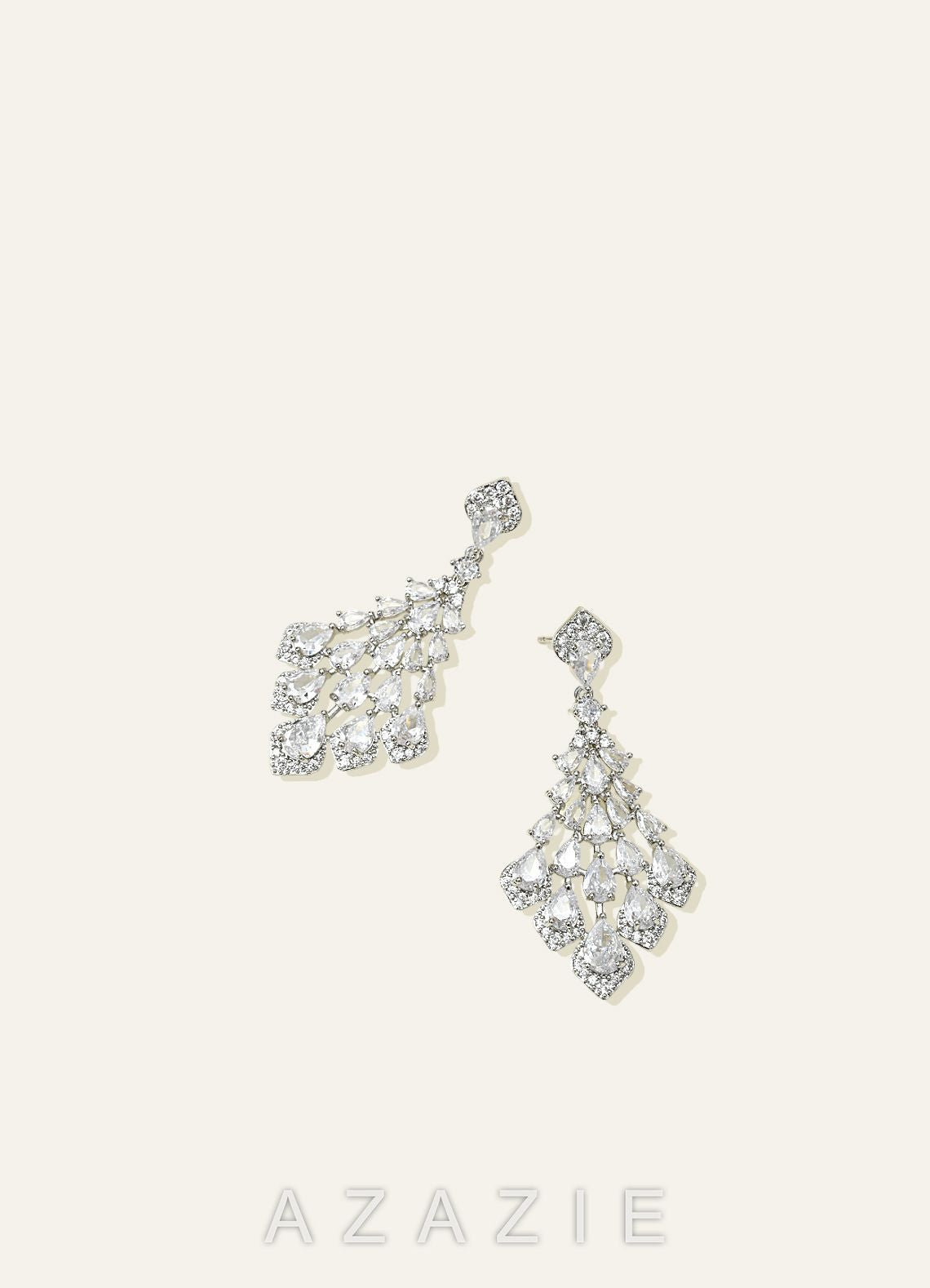 Teardrop CZ Chandelier Earrings  silver