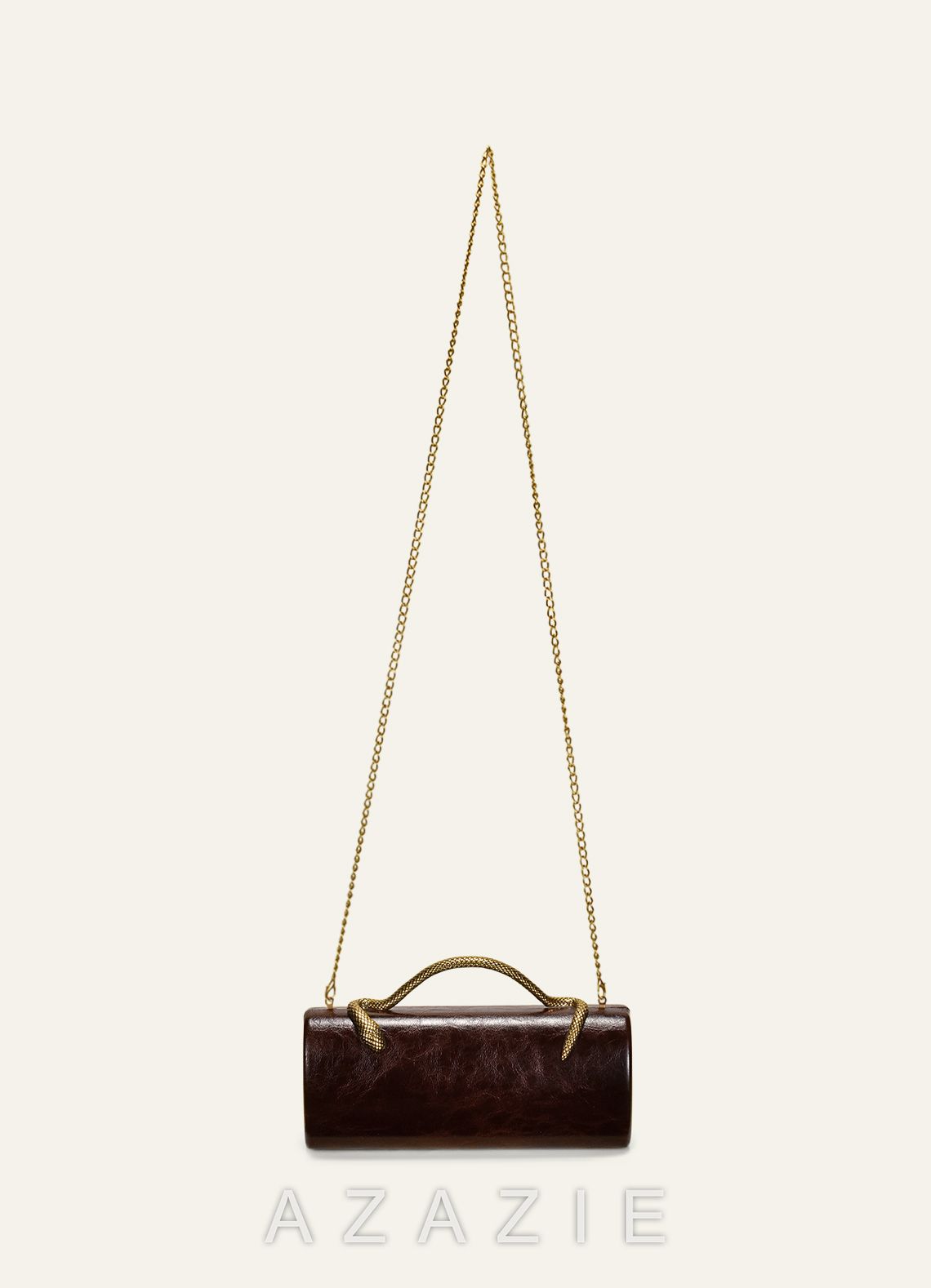 Gold Snake Handle PU Leather Evening Handbag