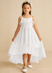 Azazie Karmen Ivory A-Line Ruched Chiffon Dress