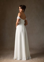 Azazie Zadie Wedding Dress Diamond White A-Line Off the Shoulder Chiffon Dress diamond_white
