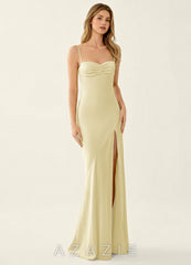 Annastazhia Lemon Sorbet High Slit Satin Vacation Dress