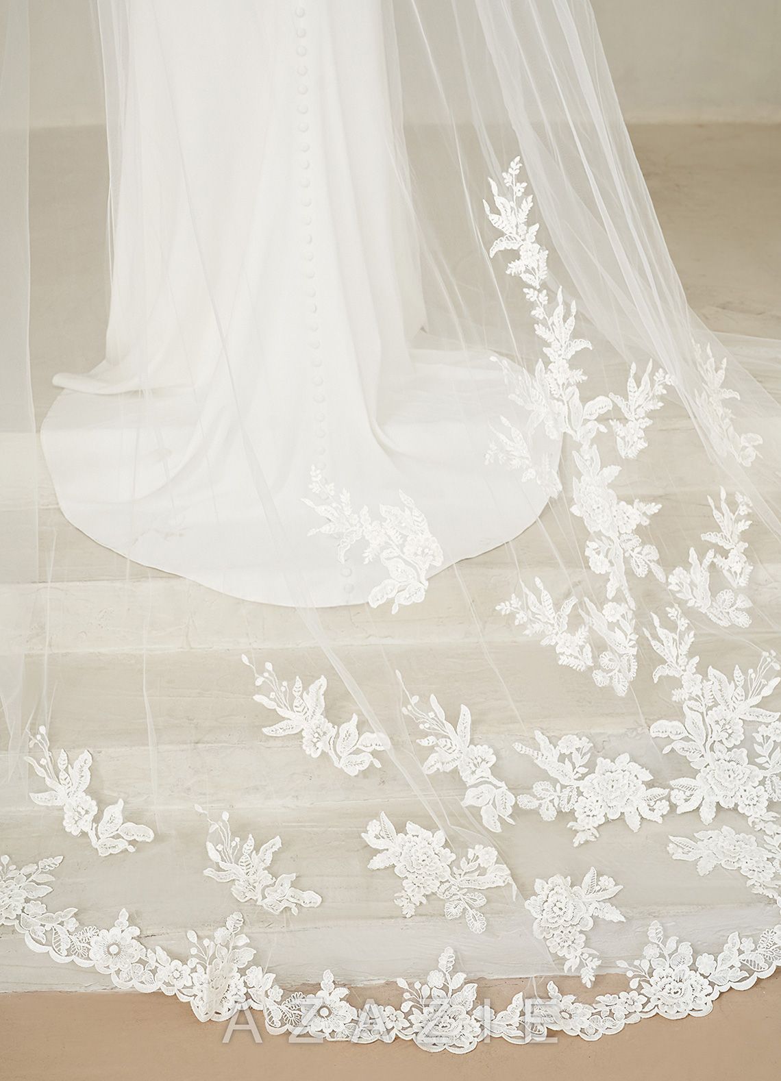 The Charity Cathedral Veil with Glimmering Lace  ivory