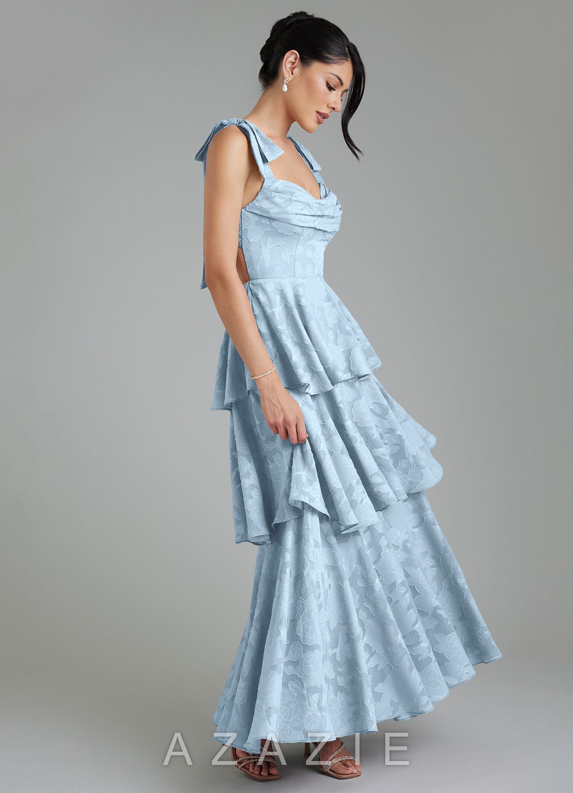 Azazie Jude Sky Blue A-Line Sweetheart Neckline Floral Burnout Dress sky_blue