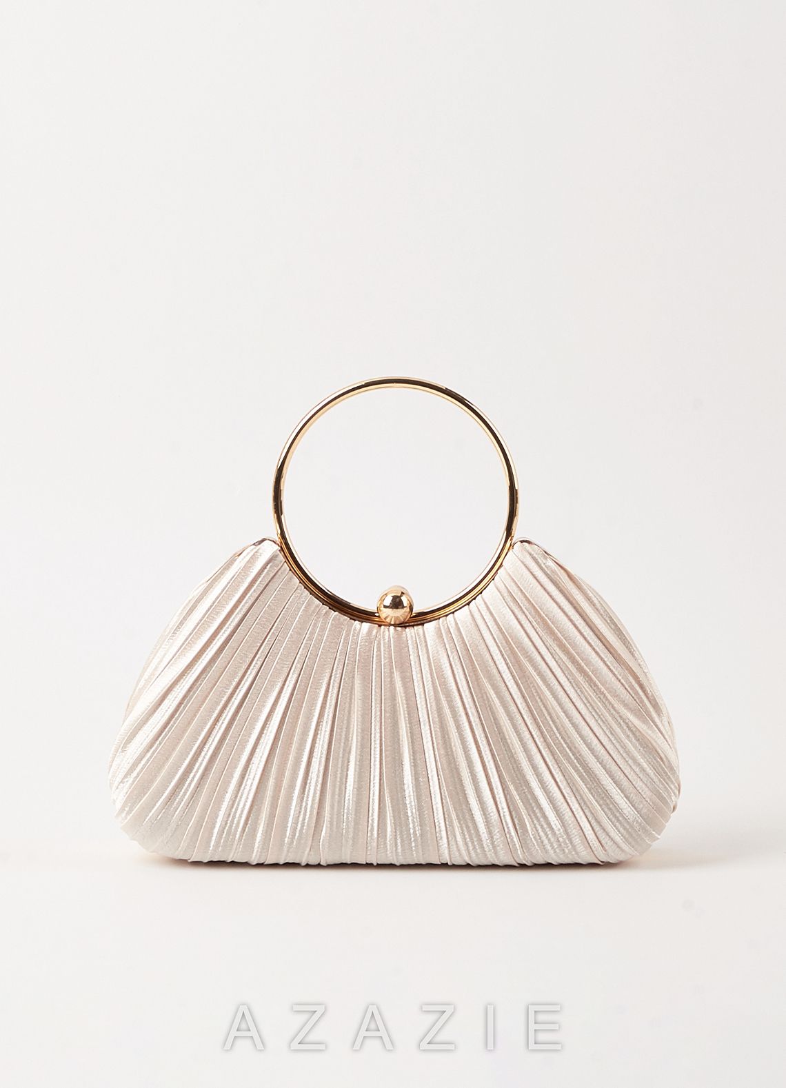 Satin Pleated Handbag  gold