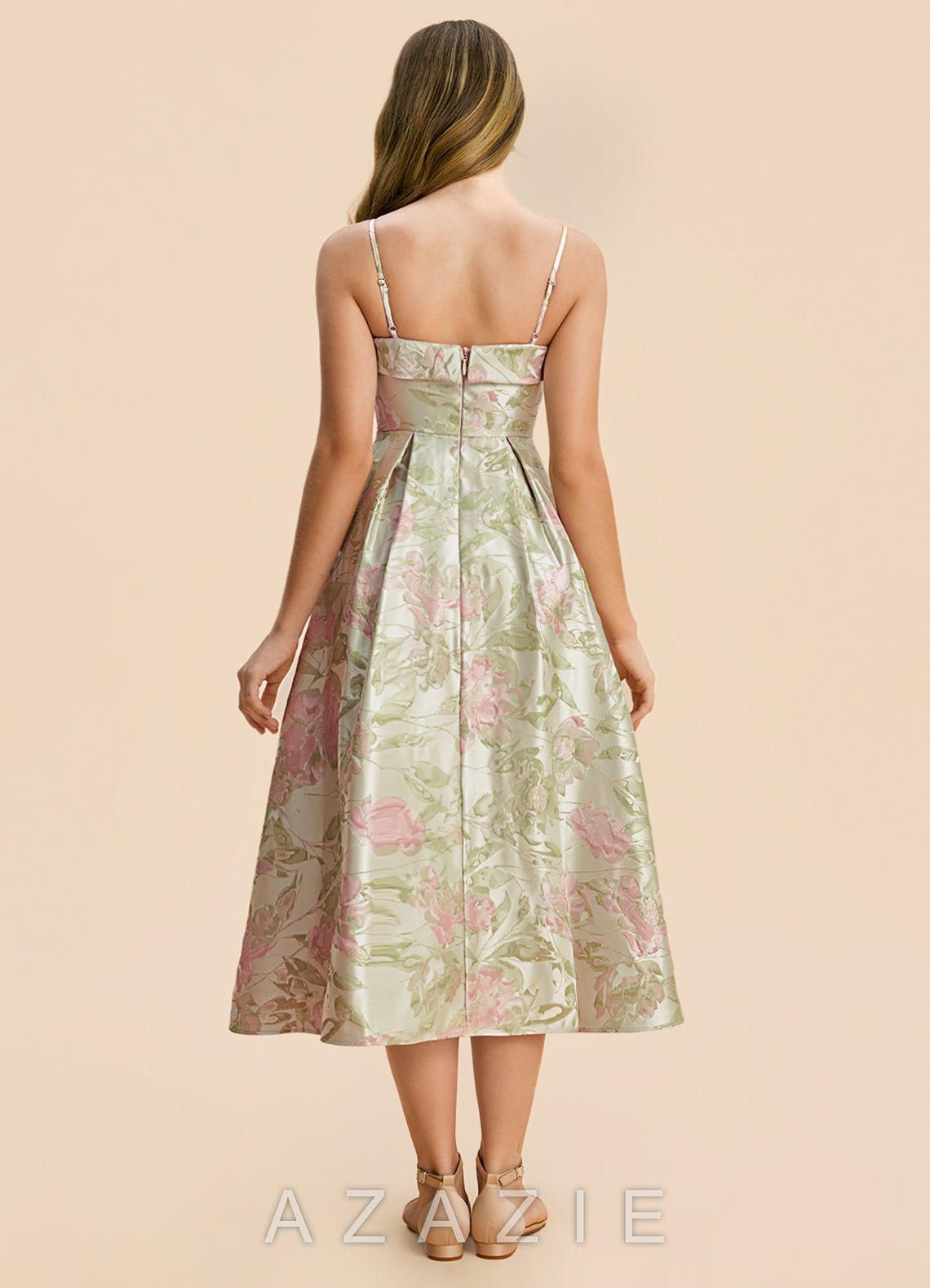 Azazie Penny Junior Formal Dress  sp_blush_floral_green_#bg134308