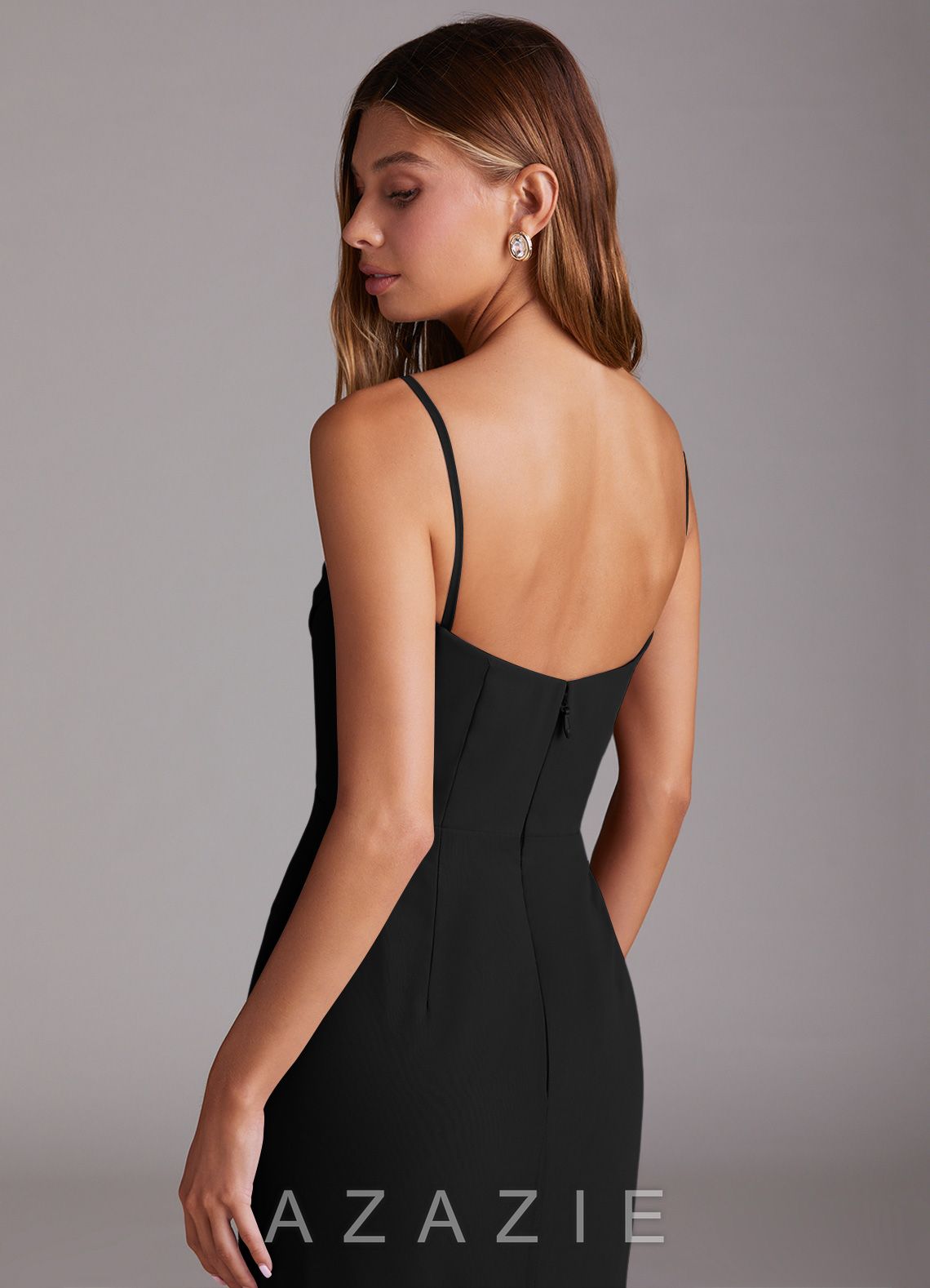 Azazie Saige Black A-Line Off the Shoulder Chiffon Convertible Dress black