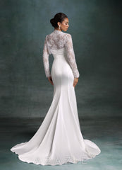 Azazie Tessa Diamond White Mermaid Strapless Stretch Satin Dress diamond_white