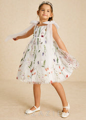 Azazie Prunella Ivory A-Line Lace Tulle Dress