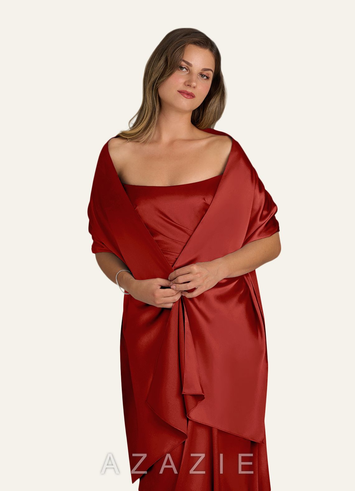 Azazie Matching Color Metallic Satin Shawl