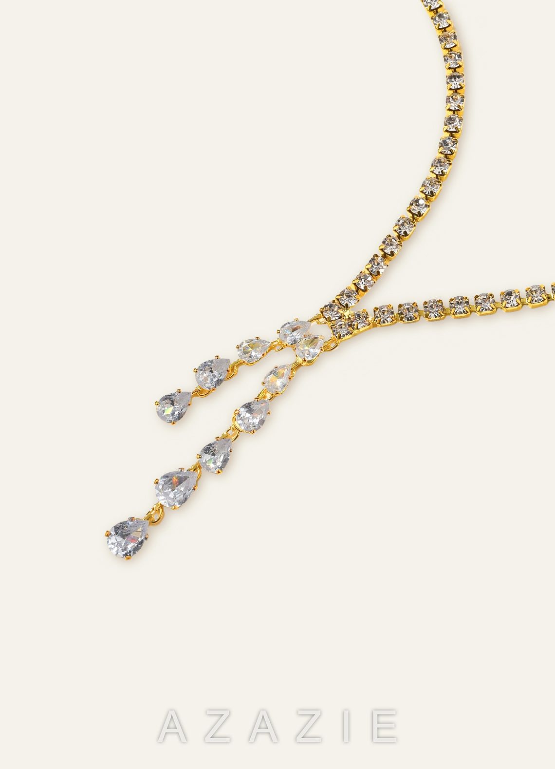 Y Drop Tennis Necklace  gold
