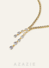 Y Drop Tennis Necklace  gold