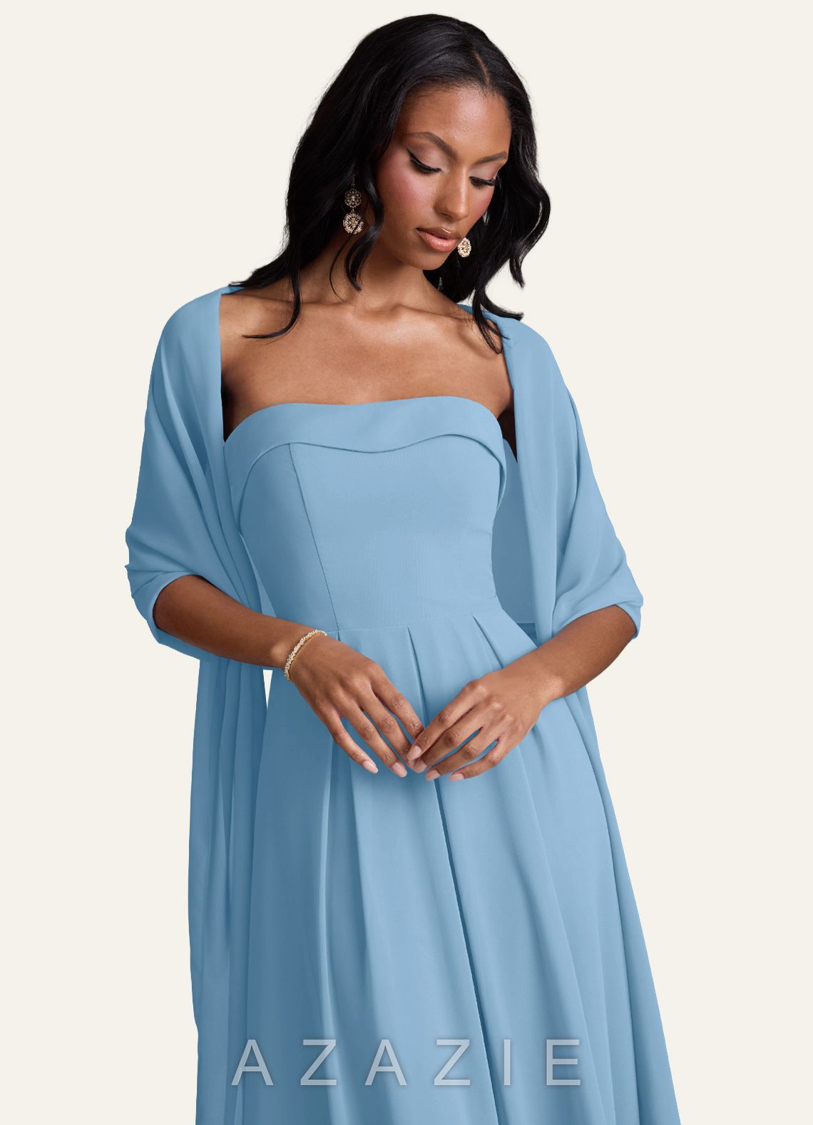 Azazie Matching Color Chiffon Shawl  steel_blue