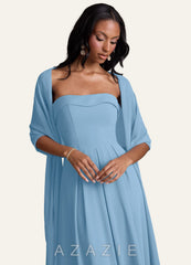Azazie Matching Color Chiffon Shawl  steel_blue