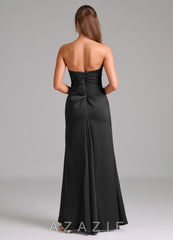 Azazie Lucille Black Mermaid Strapless Stretch Satin Convertible Dress black