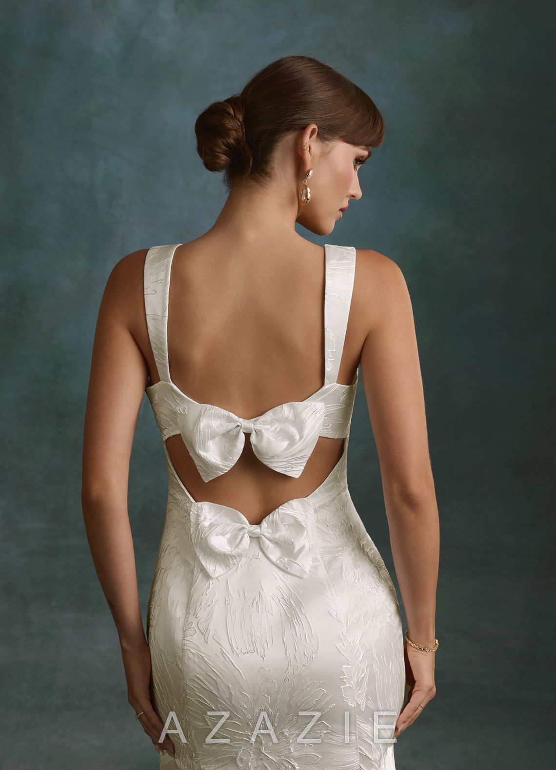 Azazie Colby Antique White Sheath Square Neckline Jacquard Dress antique_white