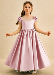 Azazie Toffee Powder Pink Ball-Gown Bow Matte Satin Dress powder_pink