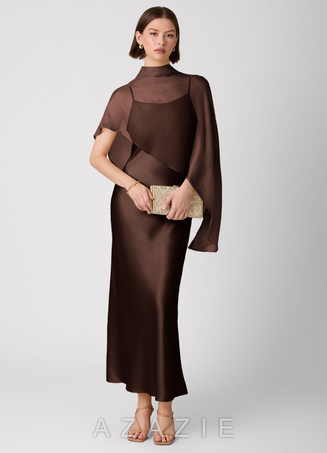 Crystle {color} 100% Washable Silk Maxi Dress  espresso