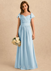 Azazie Taylor Girls Formal Sky Blue A-Line Sweetheart Neckline Chiffon Dress