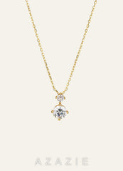 Double Crystal Pendant Necklace