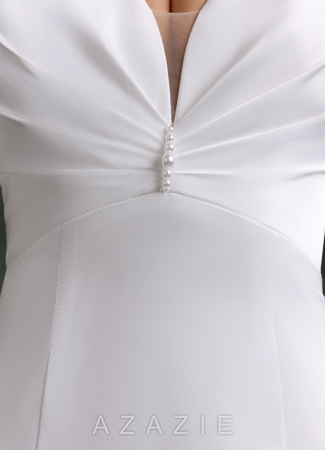 Azazie Melinda Diamond White Sheath Stretch Satin Dress diamond_white