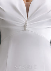 Azazie Melinda Diamond White Sheath Stretch Satin Dress diamond_white