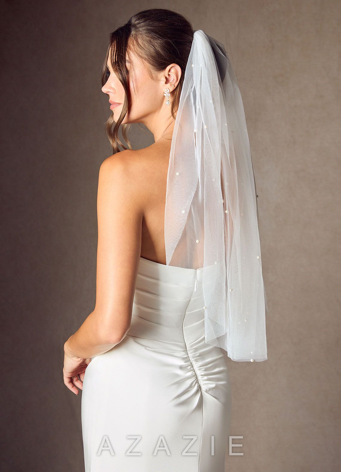 Jenna Pearl Waist Length Veil  diamond_white