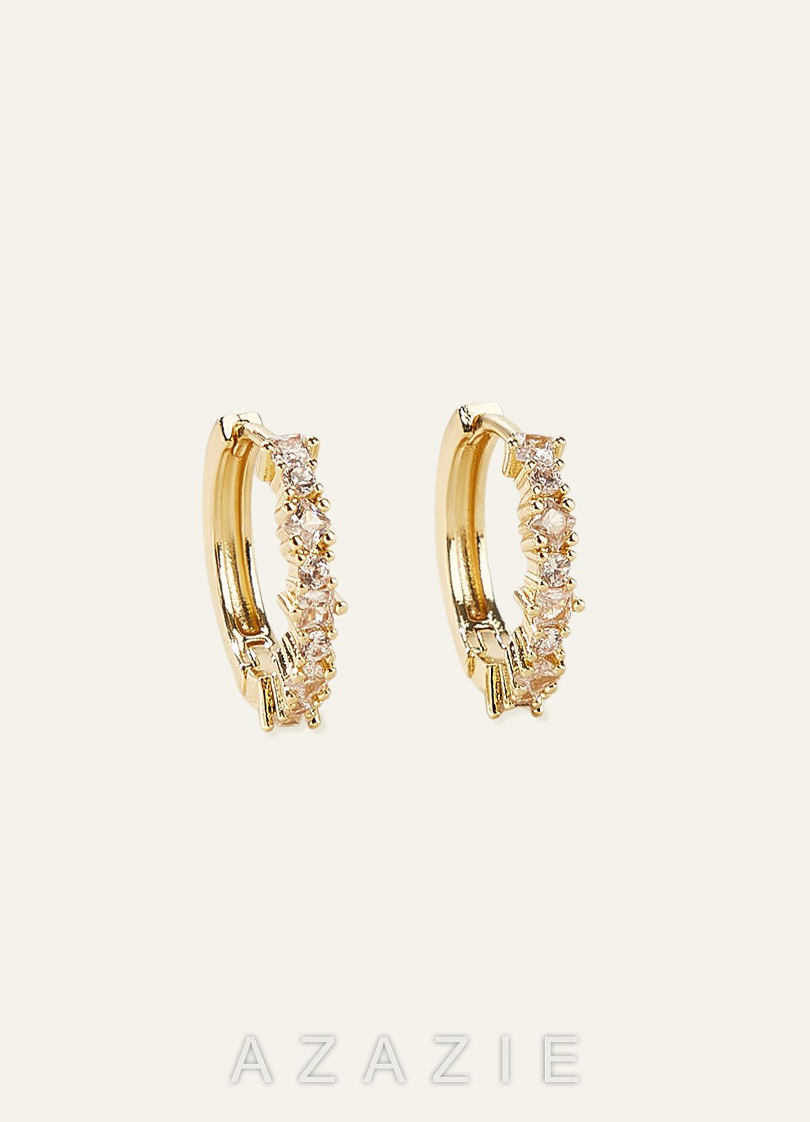Rhinestone Huggie Hoop Earrings