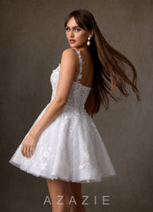 Azazie Darcy Diamond White A-Line Lace Dress
