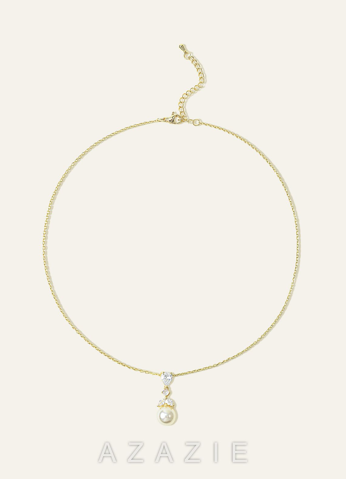 Pear Cut Pearl Drop Necklace