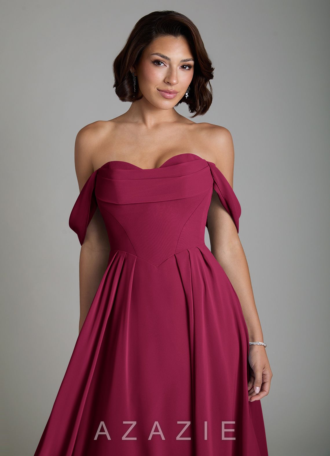 Azazie Loisa Burgundy A-Line Corset Chiffon Convertible Dress burgundy
