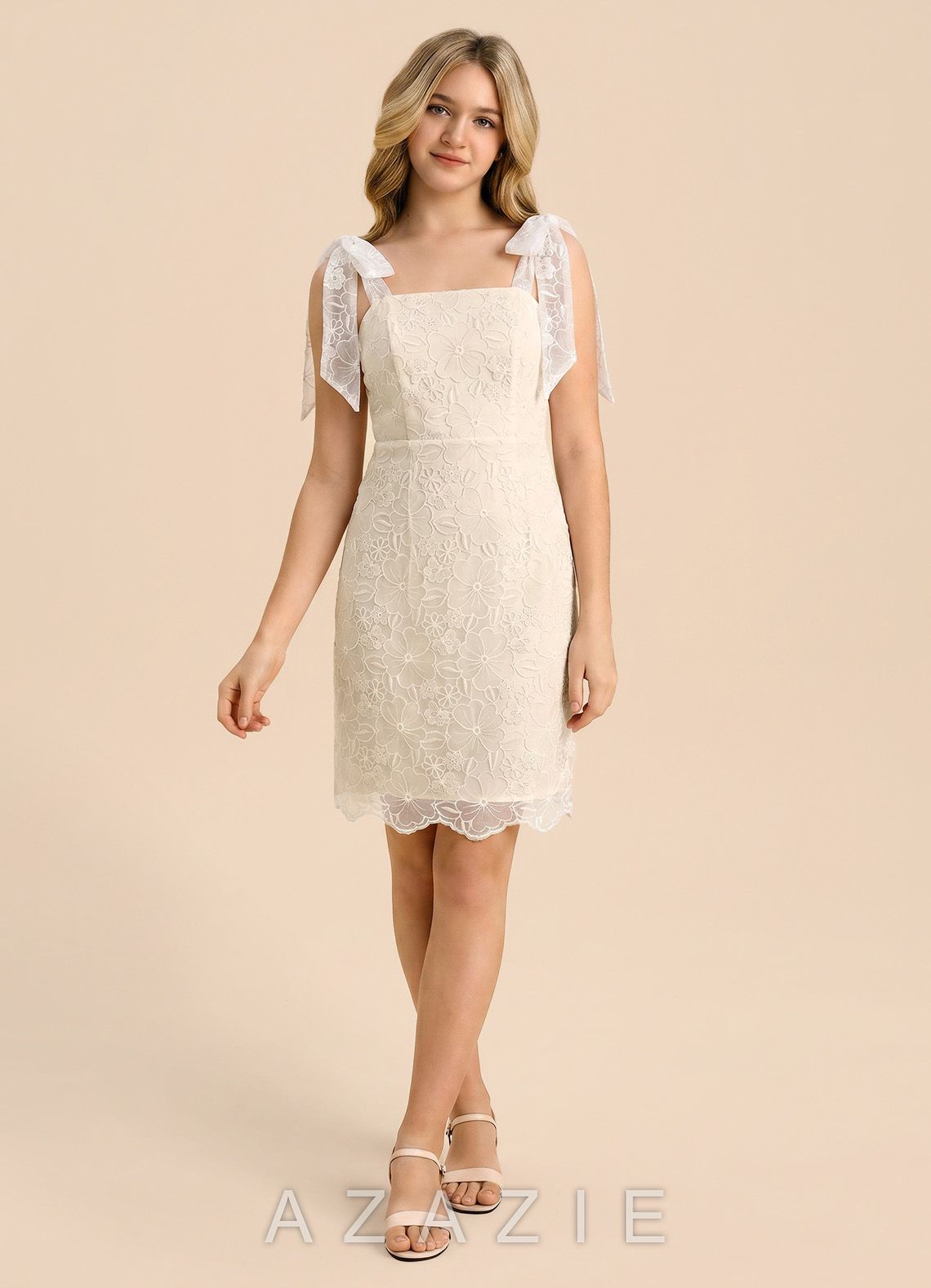 Azazie Elodie Junior Formal Dress  white_#wt134112