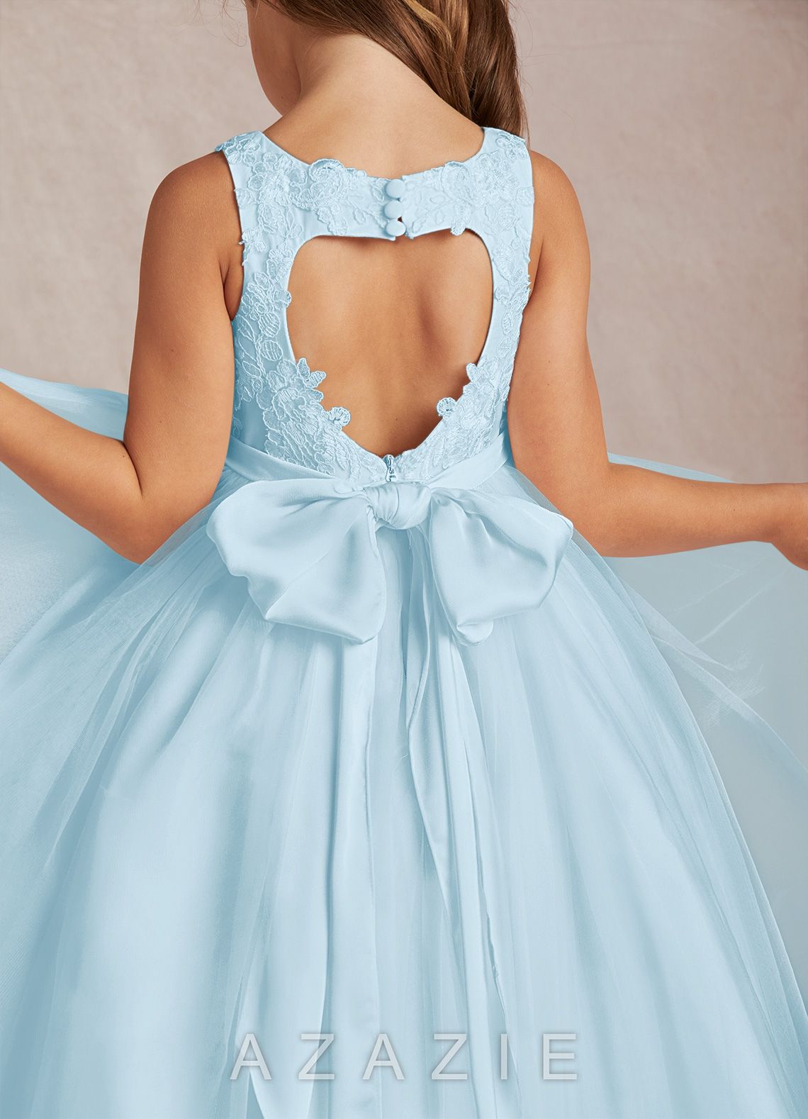 Azazie Calla Sky Blue Ball-Gown Lace Tulle Dress sky_blue
