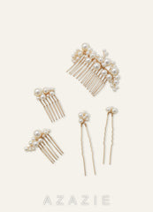 Pearl Gold Hair Comb Set  gold