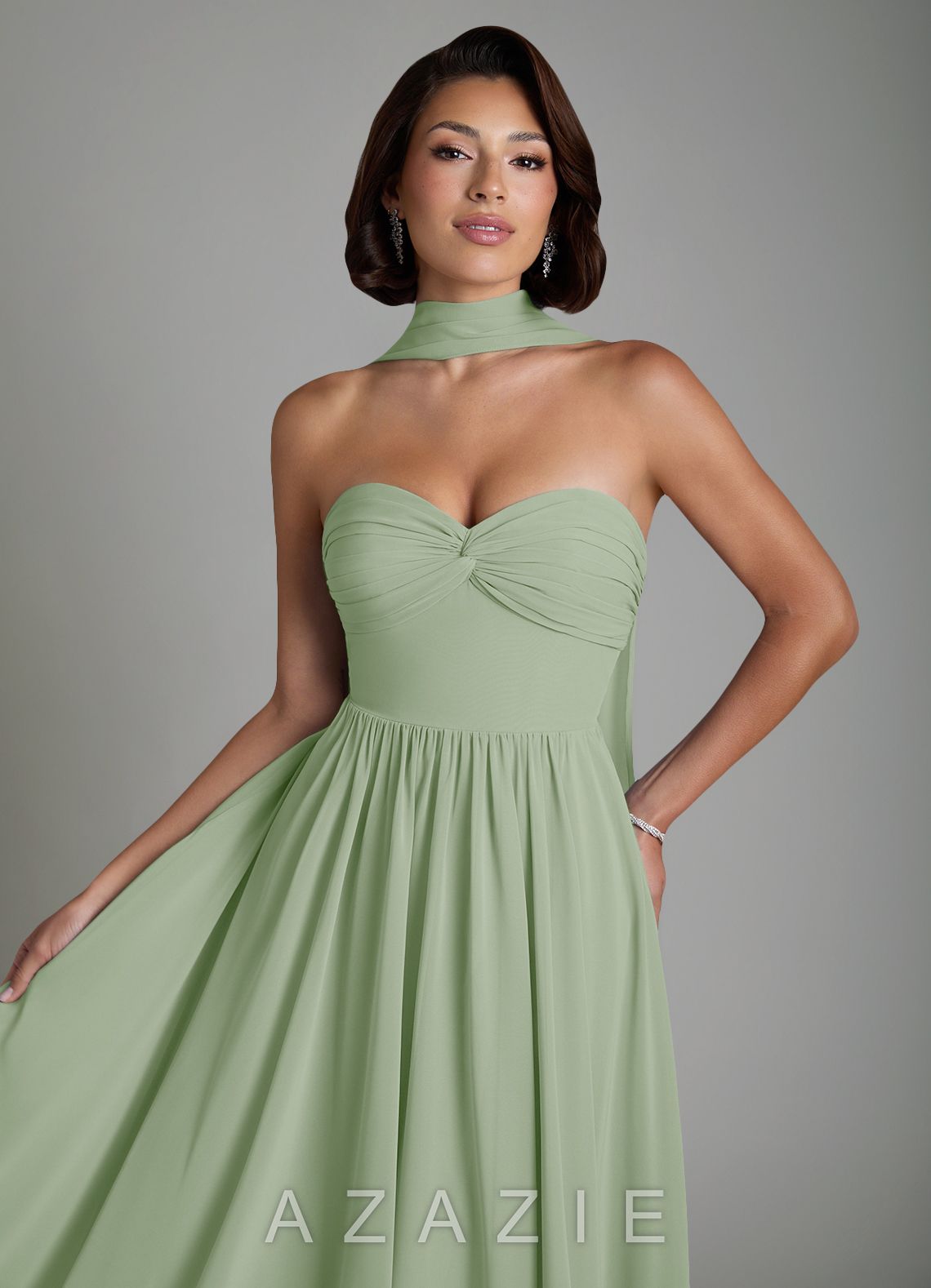 Azazie Petra Dusty Sage A-Line Corset Chiffon Dress dusty_sage