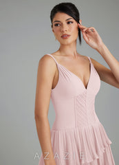 Azazie Rosa Blushing Pink A-Line Pleated Chiffon Dress blushing_pink
