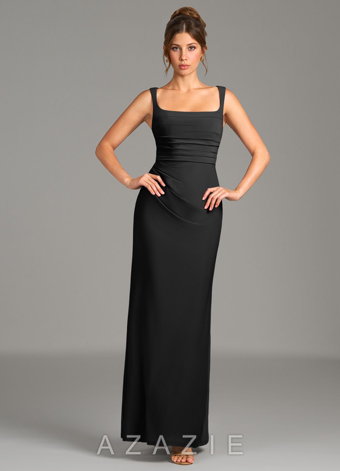 Azazie Agustina Black Mermaid Corset Premium Stretch Jersey Dress black