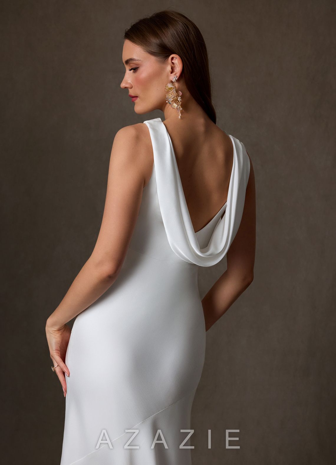 Azazie Yara Diamond White Mermaid Stretch Satin Dress diamond_white