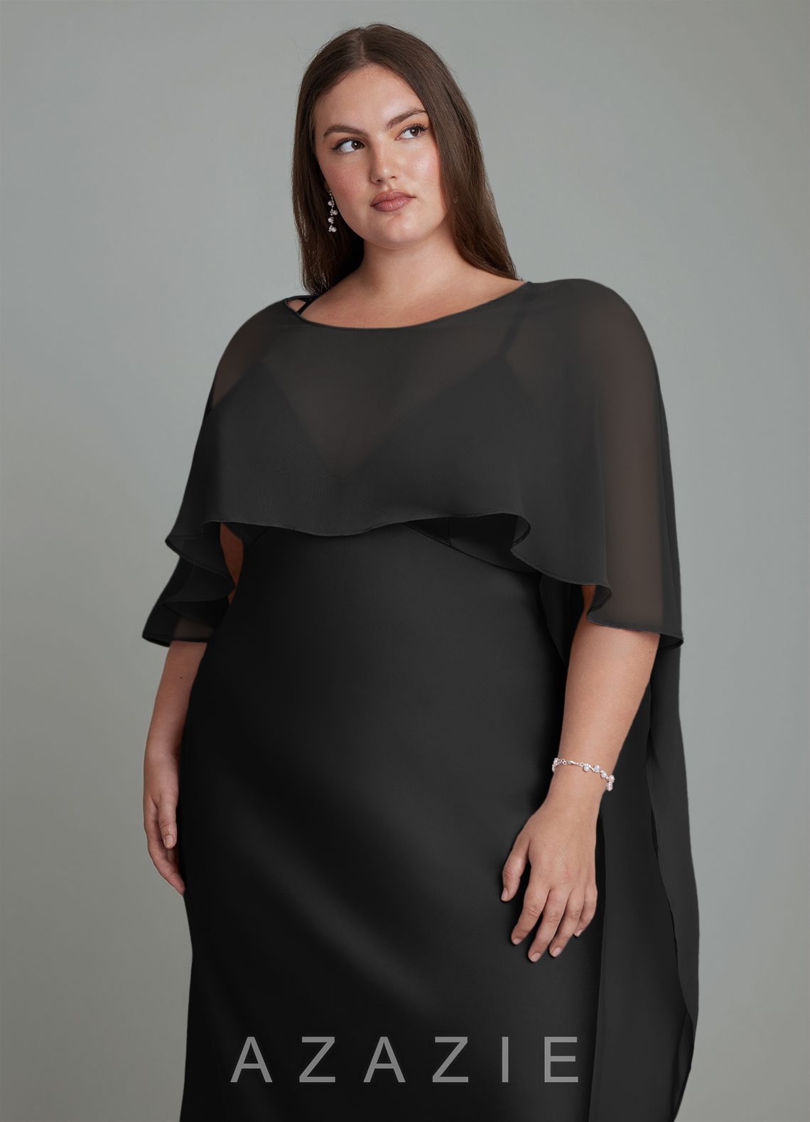 Azazie Stefania Black A-Line Stretch Satin Dress black