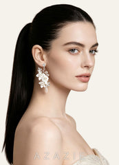 Floral Pearl Drop Earrings  white