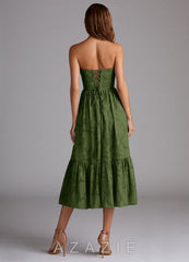 Delphina {color} Lace-up Back Midi Dress  sp_olive_#111401