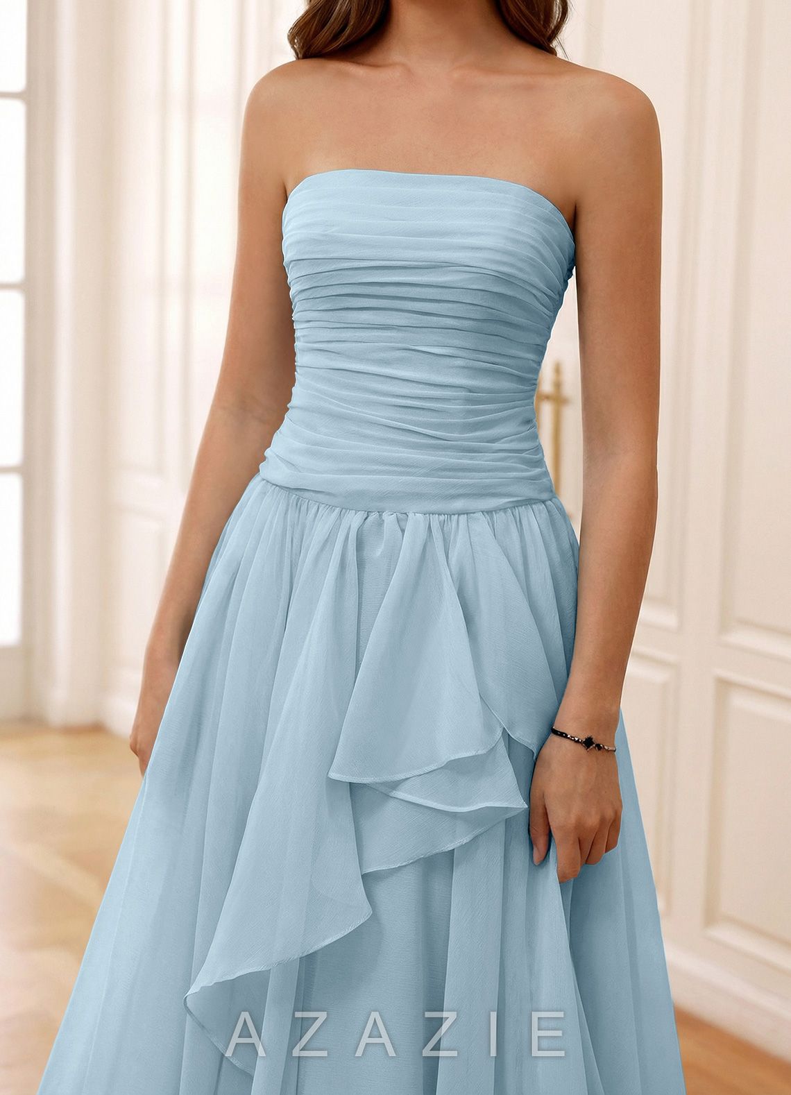 Ocavivien Shy Blue Tulle Prom Dress